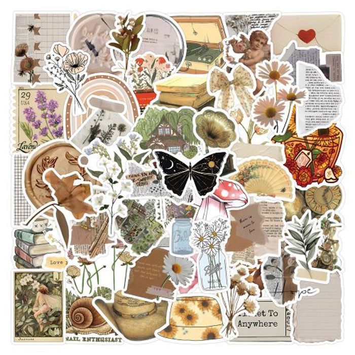 Stickers 50Pcs Bohemian Vintage Art Stickers