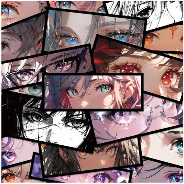 Stickers 50Pcs Waterproof stickers with anime girl eyes