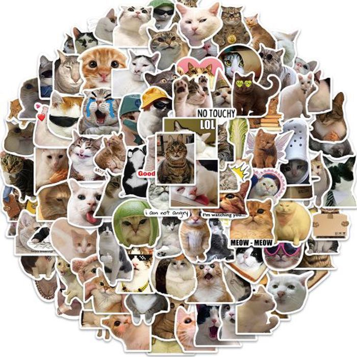 Stickers 50Pcs Funny Cartoon Cat Meme Stickers for Kids