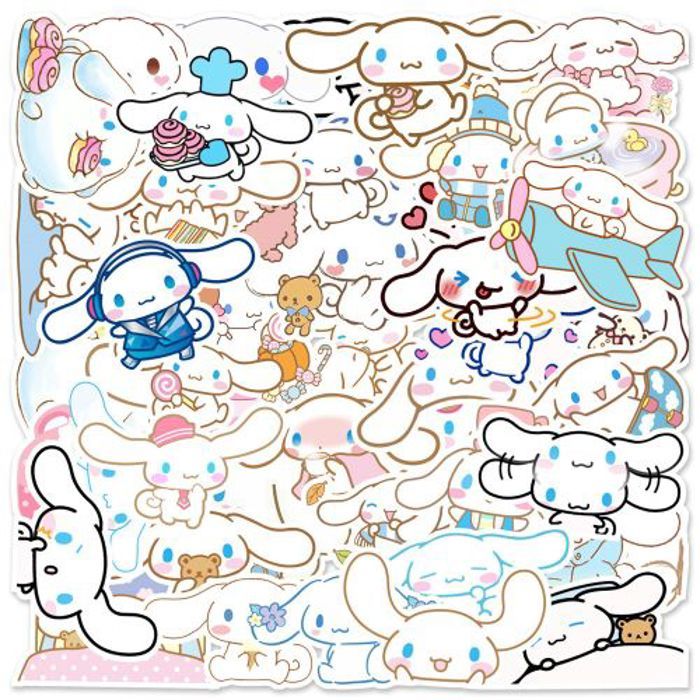Stickers 50Pcs Cute Cinnamoroll Cartoon Sticker Aesthetic Decorative Decals Lapt