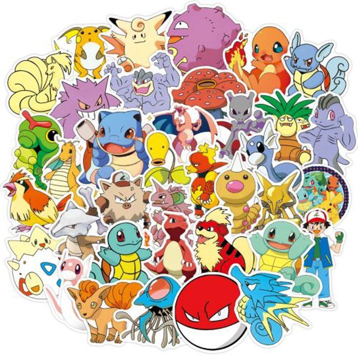 Stickers 50Pcs Pokemon Anime Decoration Stickers for Kids