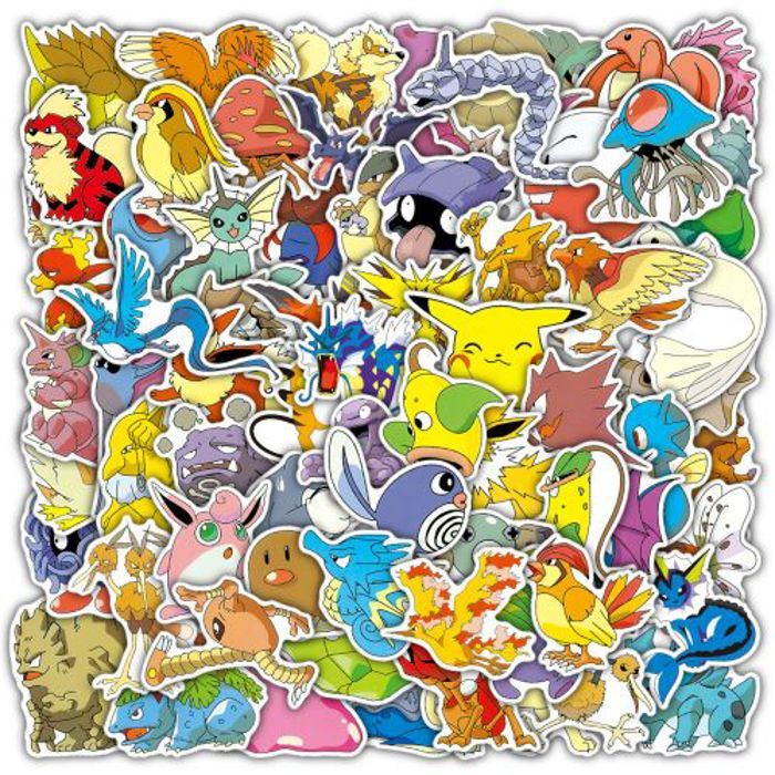 Stickers 50Pcs /80Kawaii Pokemon Anime Stickers Pikachu Decals DIY Laptop Suitca