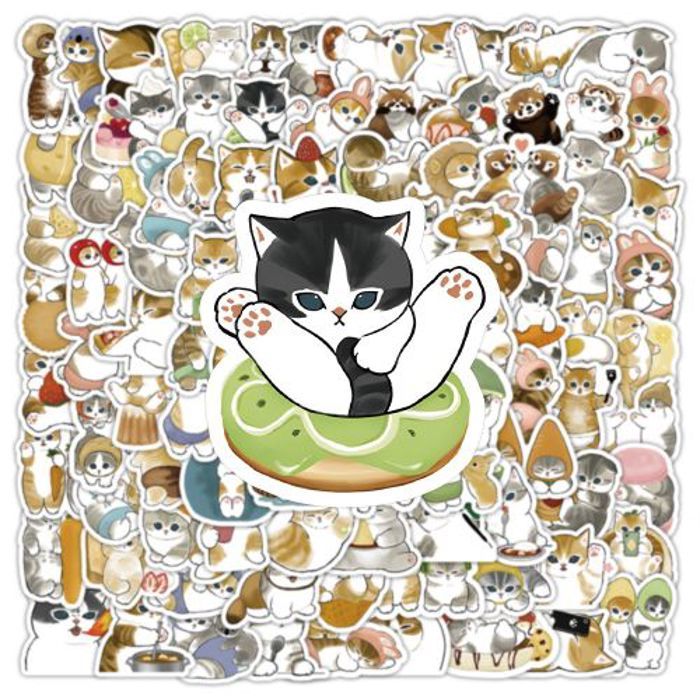 Stickers 50Pcs Funny Cats Meme Cartoon Stickers