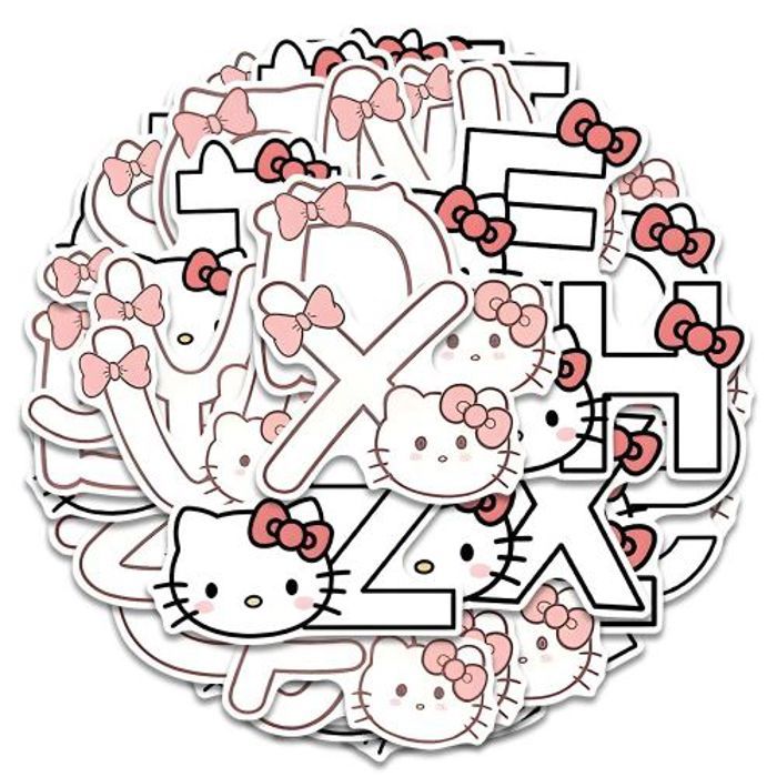Stickers 50Pcs Sanrio Hello Kitty Letter Alphabet Stickers