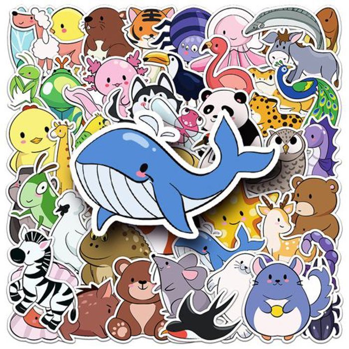 Stickers 50Pcs Kawaii cartoon animals stickers for kids