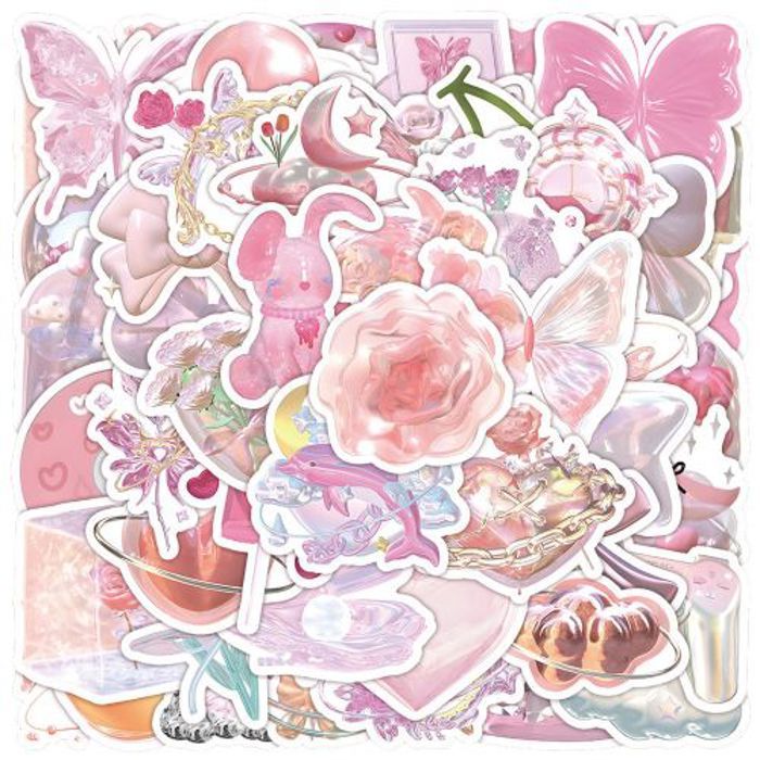 Stickers 50Pcs INS Style Cute Decoration Laser Stickers