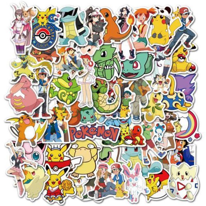 Stickers 50Pcs Pokemon Stickers Pikachu Pachirisu Floatzel Cartoon Decals Graffi