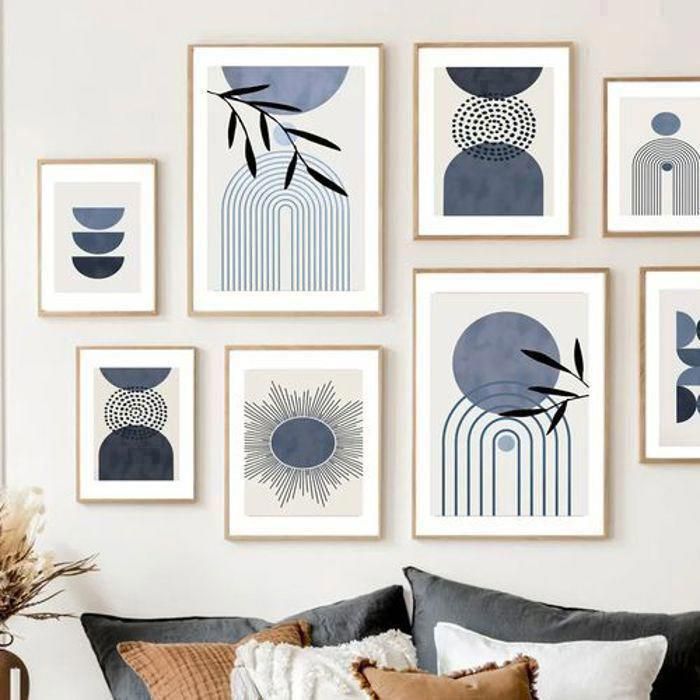 Decoration 8 Poster Boho Blue Abstract Modern Mid Century
