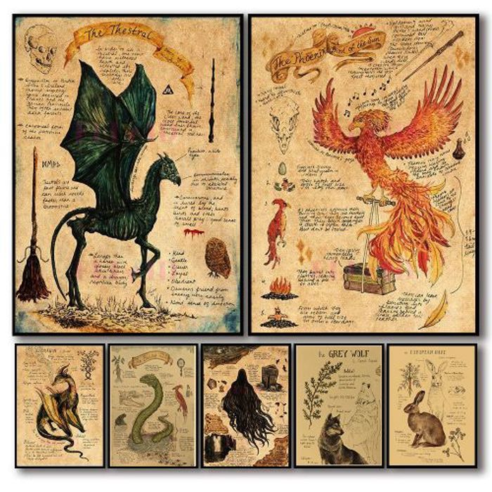 Decoration 7 Poster Vintage Animal Unicorn Aesthetics Dementor Dragon