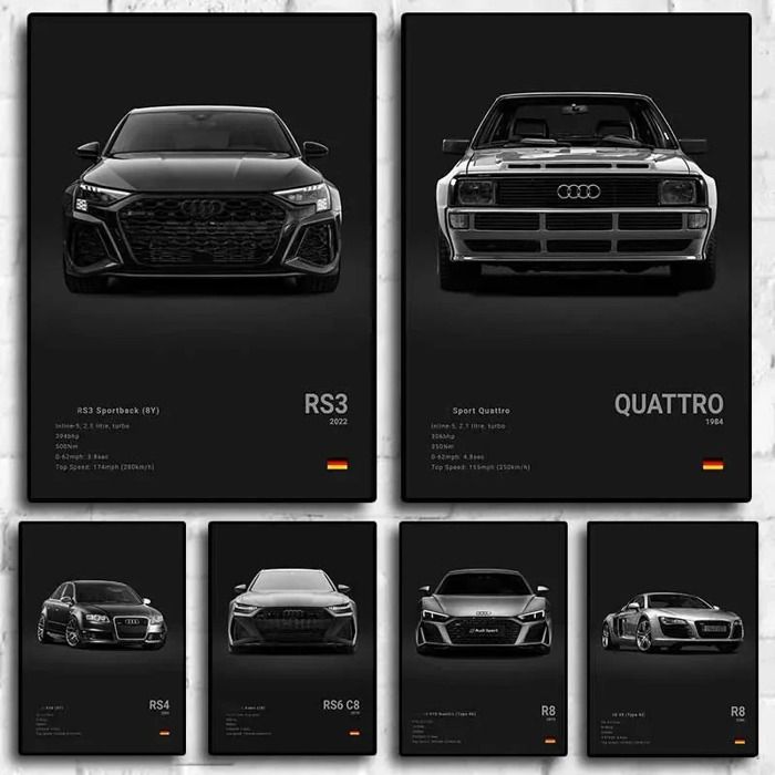 Decoration 6 Poster Pop German Cars Rs3 Car Photography Aesthetic Luxury R8 C8 Supercar