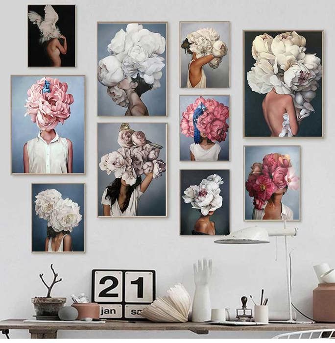 Decoration 10 Poster Decorative Painting Living Room Home Decoration Flowers Feathers Wo
