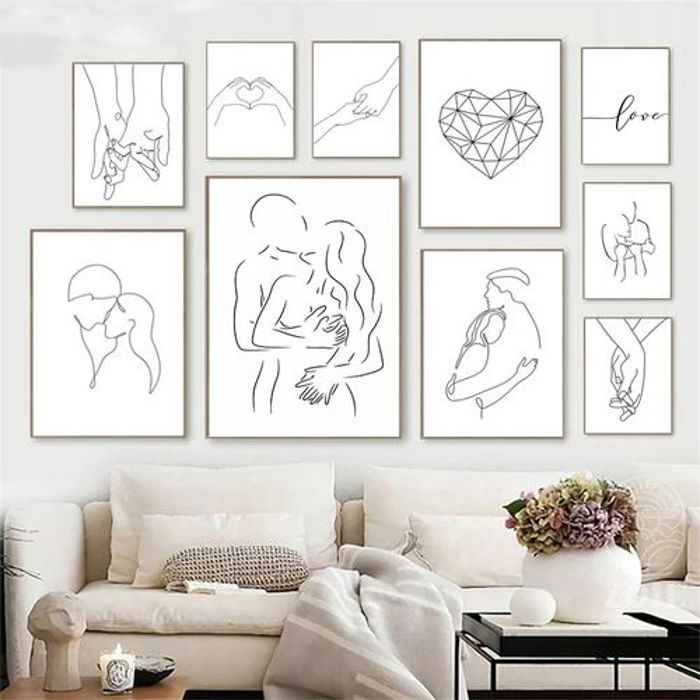 Decoration 10 Poster Black White Couple Line