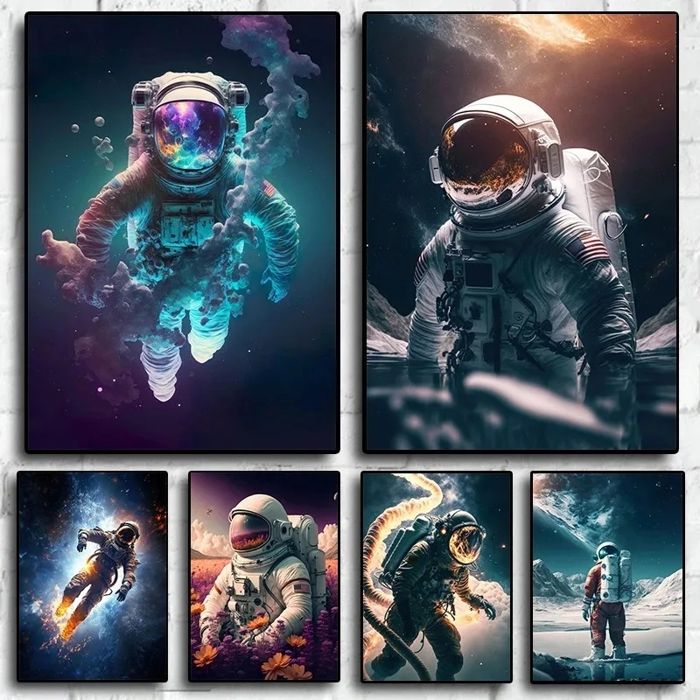 Decoration 6 Poster Pop Astronauts Aesthetics Colorful Neon Space Flower Magical Forest