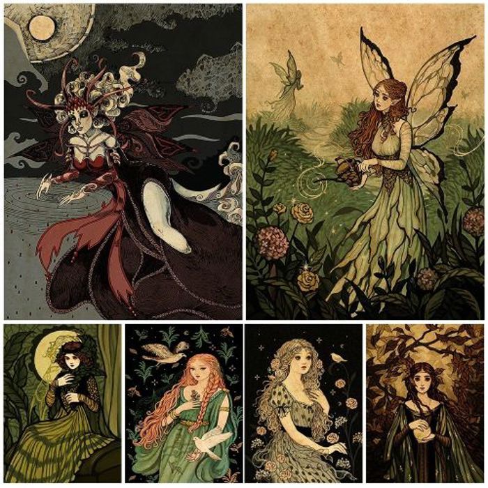 Decoration 6 Poster Fairy Tale Princess And Butterfly Fairy