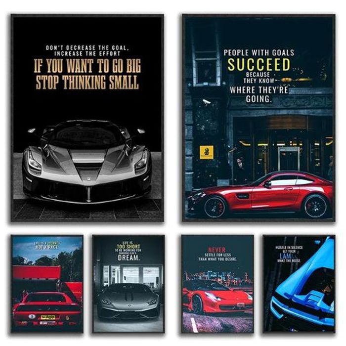 Decoration 6 Poster People With GOALS SUCCEED Painting Modern Car