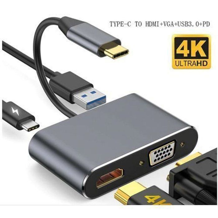 Adaptateur Hight Qaulity Type C 4 in 1 VERS HDMI+VGA+USB 3.0+DP