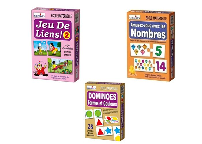 Pack de 3 Jeux éducatifs : Jeu De Liens! - 2. Amusez-Vous avec les Nombres.Dominoes Formes Et Couleurs