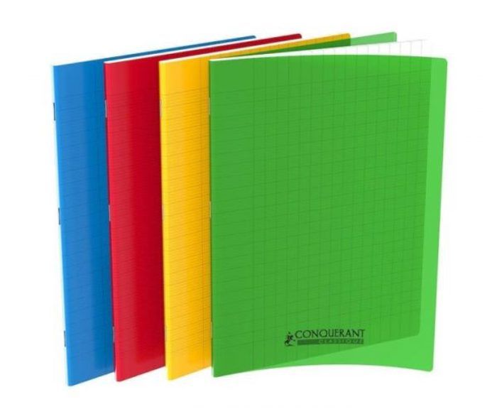 10 CAHIERS CONQUERANT A4 - 21x29,7 - 96 PAGES (BLEU, VERT, ROUGE, JAUNE)