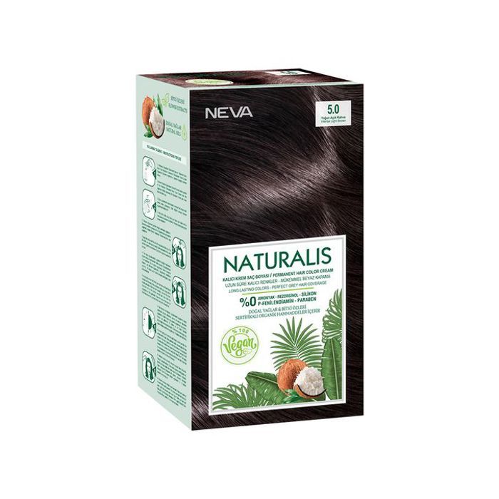 NATURALIS HAIR COLOR CREAM SET-5.0 INTENSE LIGHT BROWN VEGAN 60 ML + 60 ML