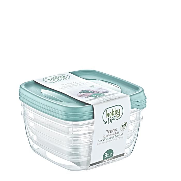 Set de 3 Boites de conservation alimentaire sans BPA 3*0,9 L - Vert