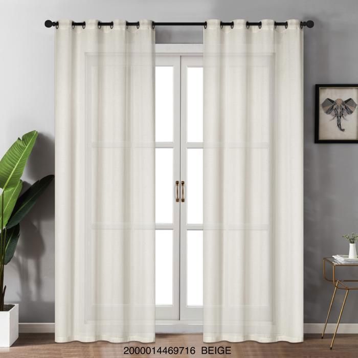 Rideaux - MARQUE - 140x240cm - Beige - Tamisant - Œillets - Couleur aléatoire
