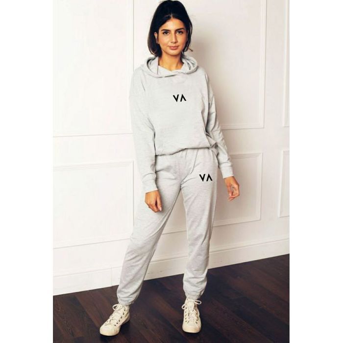 Survêtement Ensemble 2 Pièces Capuche et Pantalon VEADA pour Femmes en Gris Chiné Montoni et Lycra