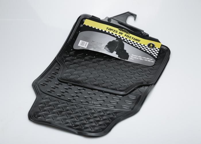 Jeu de 4 Tapis de Voiture Universels – PVC Haute Densité – Protection Totale – Noir