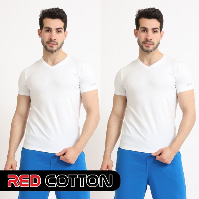 Pack de 2 T-Shirt Col V BLANC REDCOTTON