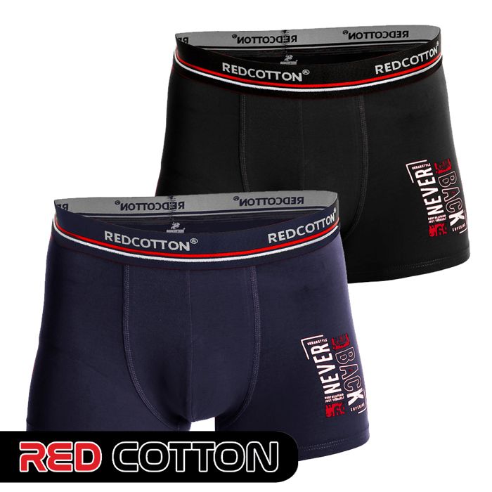 Pack de Boxers - REDCOTTON - Lot de 2 - 95% Coton - 5% Lycra - Noir et Navy