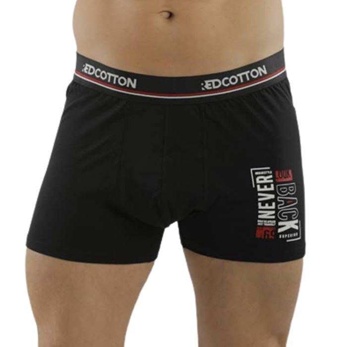 Boxer Imprimé - REDCOTTON - Pack de 1 - 95% Coton - 5% Lycra - Noir