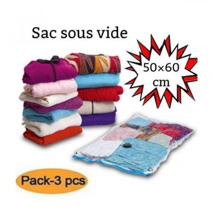 Pack de trois Sac de  stockages compressés sous vide (50 x60 cm)