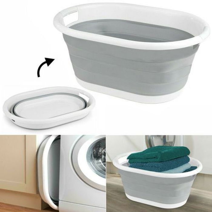 Panier à Linge Pliable Ovale Solide Avec Poignées