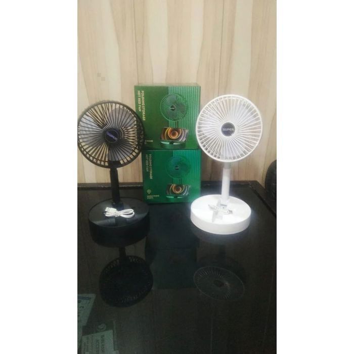 Ventilateur  Folding Storage Net Red Fan Électrique, Rechargeable, Silencieux et Puissant blanc