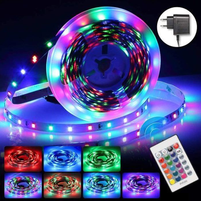 LED Light Strip 5M Plus Remote Controller 12V 3A Power Supply RGB.