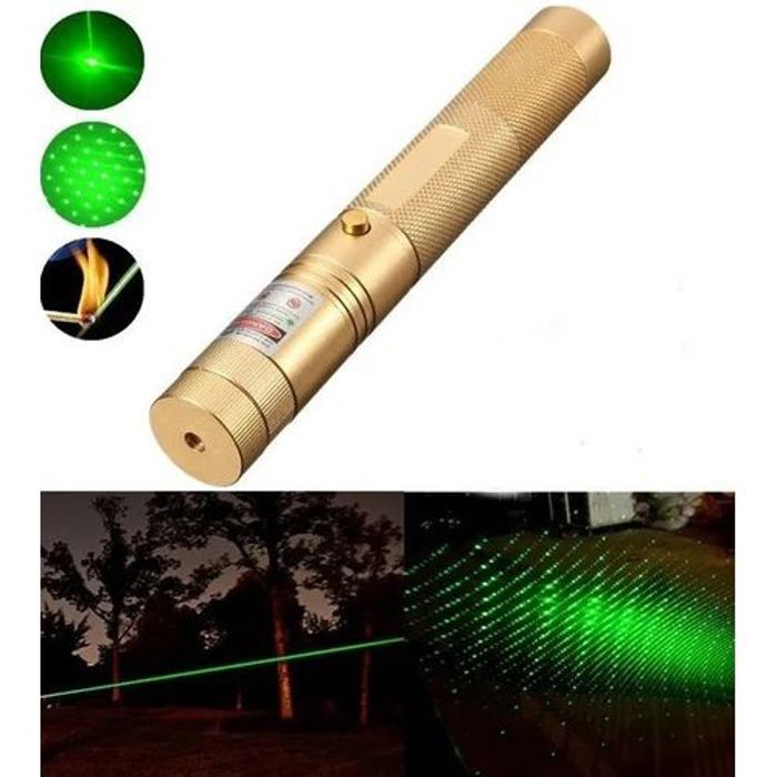Pointeur Laser - GENERIC - Rechargeable - Vert - 10000m - Doré