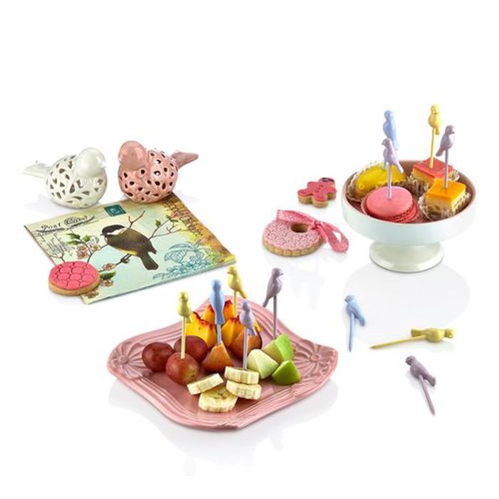 Pack 12 Picks COCKTAIL Réutilisable en plastique Thème Oiseaux