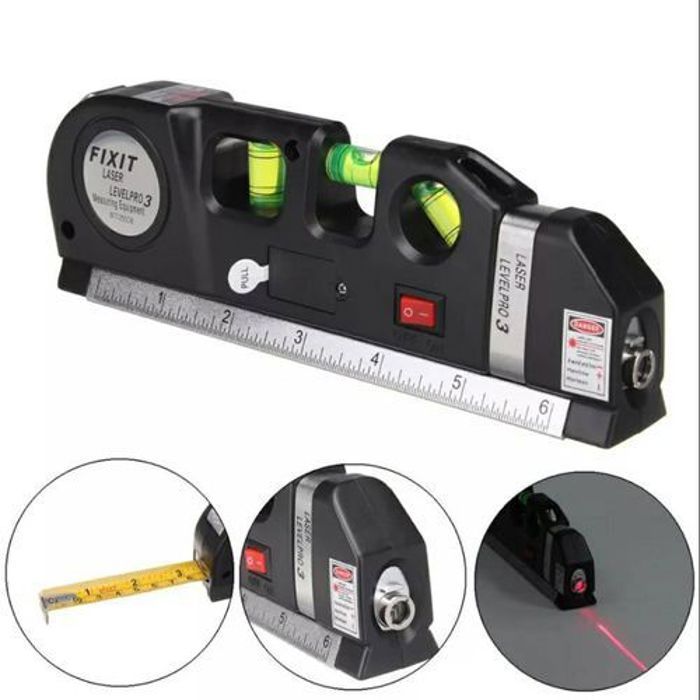 Fixit Outil de Mesure Laser Polyvalent Plus Niveau à Bulle et Ruban Level Pro 3