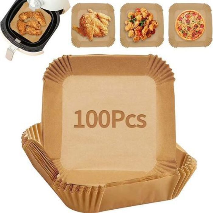 100 Papier pour friteuse à air papier carré sulfurisé antiadhésif pour air fryer