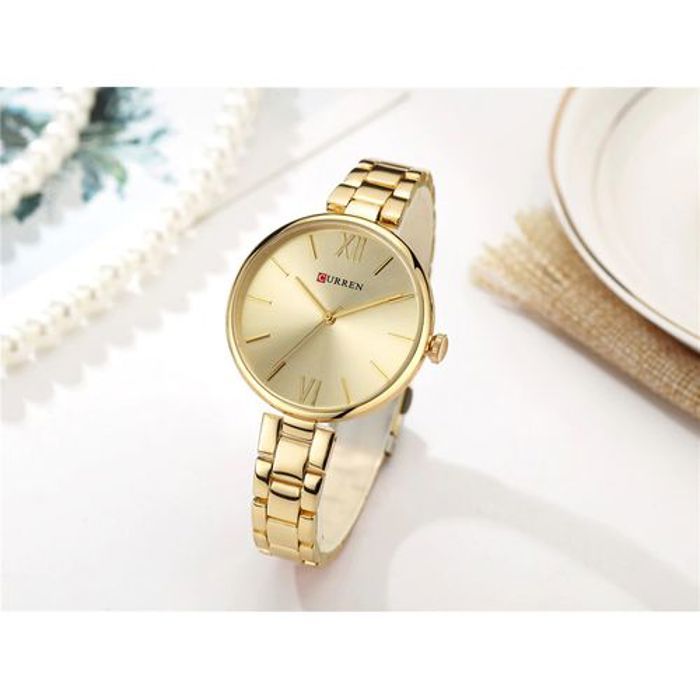 Curren Montres Femmes de Luxe Marque Montre Or Quartz Horloge Creative Mode Montre-Bracelet - C9017L