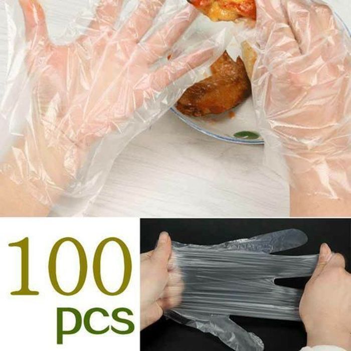 Pack de 100 Gants En Plastique Transparent Jetables Pour La Cuisine Taille Large