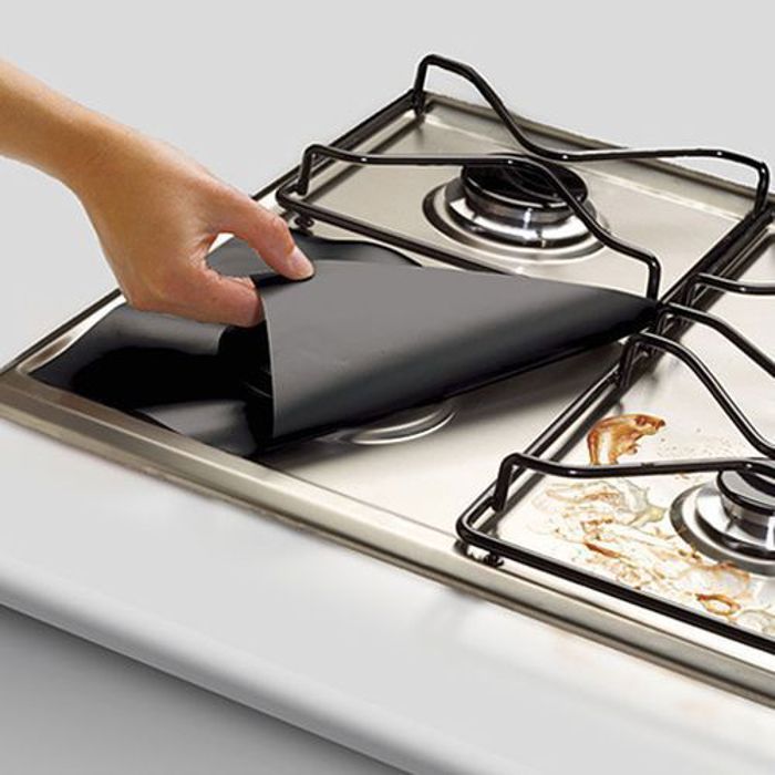 4 Pièces Poêle à gaz Protecteurs Cuisinière Doublure de couverture Clea- NOIR