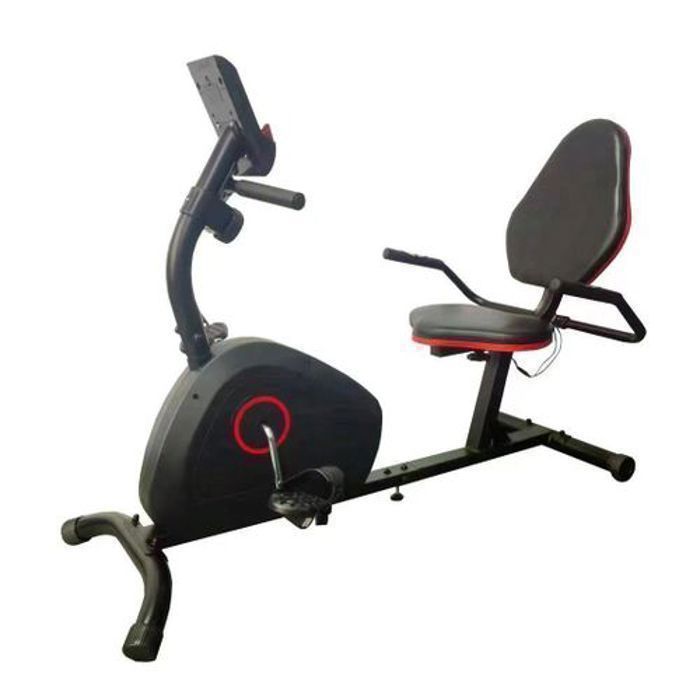 Vélo d'appartement - WELLCARE - Semi-allongé - Renforcé - Dosseret ergonomique - 8 niveaux de résistance