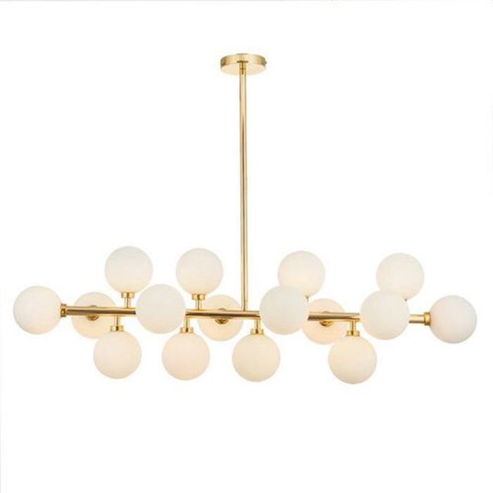Lustre , plafonnier 16 Boules Style Sputnik couleur laiton
