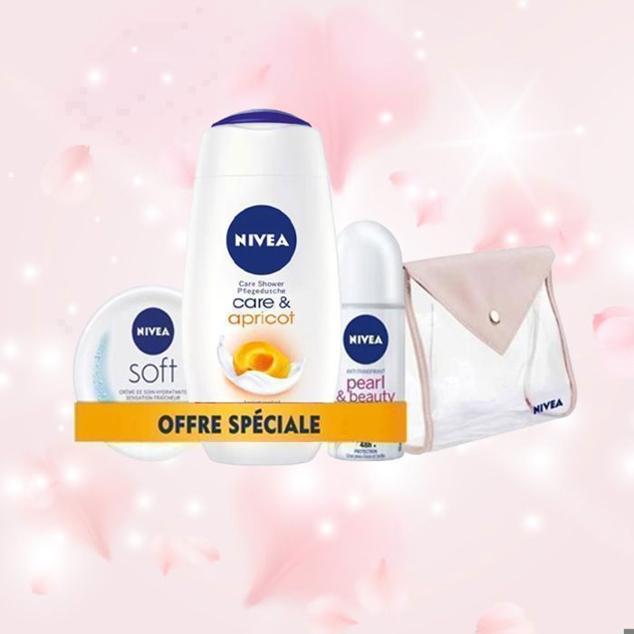 Trousse Femme Nivea : Gel douche 250ml + Déo Bille 50ml + Nivea Soft 50ml