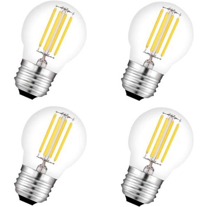 4 Ampoules G45 LED 4W filament Blanc Chaud 2700K (lumières jaune)
