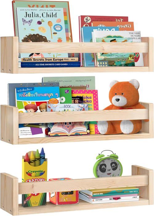 Lot de 3 étagères murales en bois pour chambre d'enfant