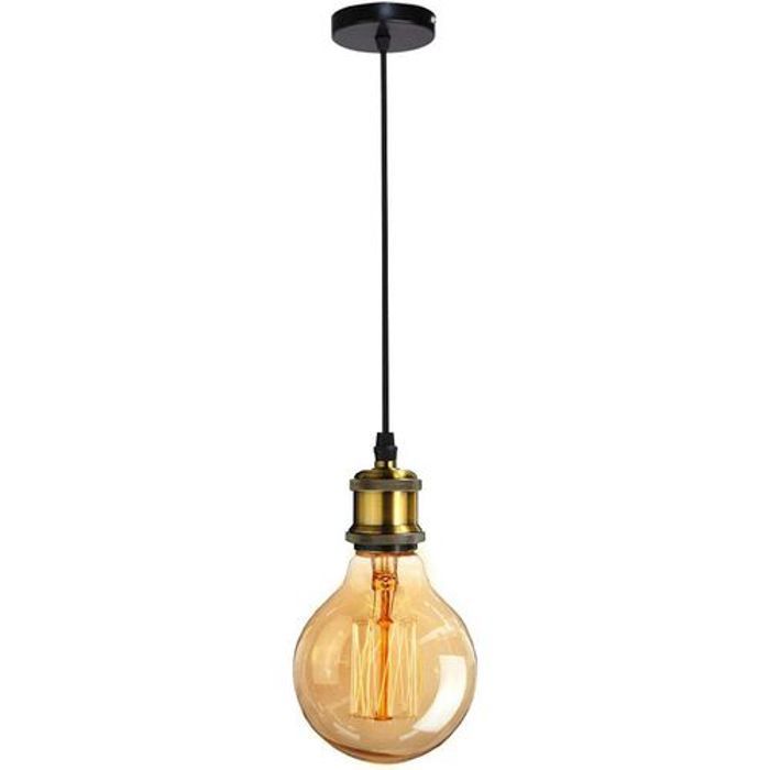 Suspension vintage, style rétro industriel ,douille E27, noir laiton chromé