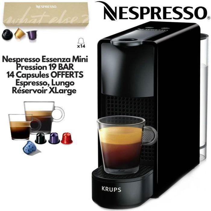 Nespresso Essenza Mini Black Edition Cafétiere Capsule 19 BAR Pression Livré avec 14 Capsules GRATUITES Machine A Café Capsules