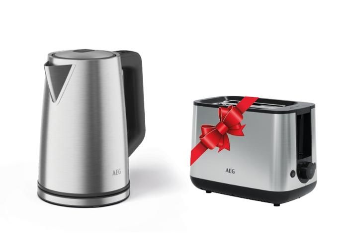 AEG - Pack Bouilloire K5EK1-50ST Série 6000 1,7L  + Toaster Deli 3, 2 Tranches, 870W