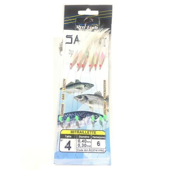 Profish PRO FISH Sabiki pro taille N:4 6 Hameçons MITRAILLETTE Rigs Leurres Jigs  blanc